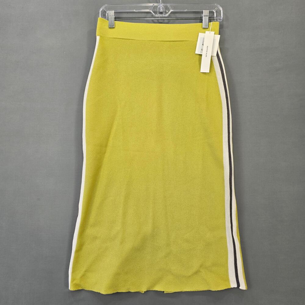 Bonnie Alex Light Green Skirt NEW $79 Bodycon Midi Racer Stripes Women FREE SIZE